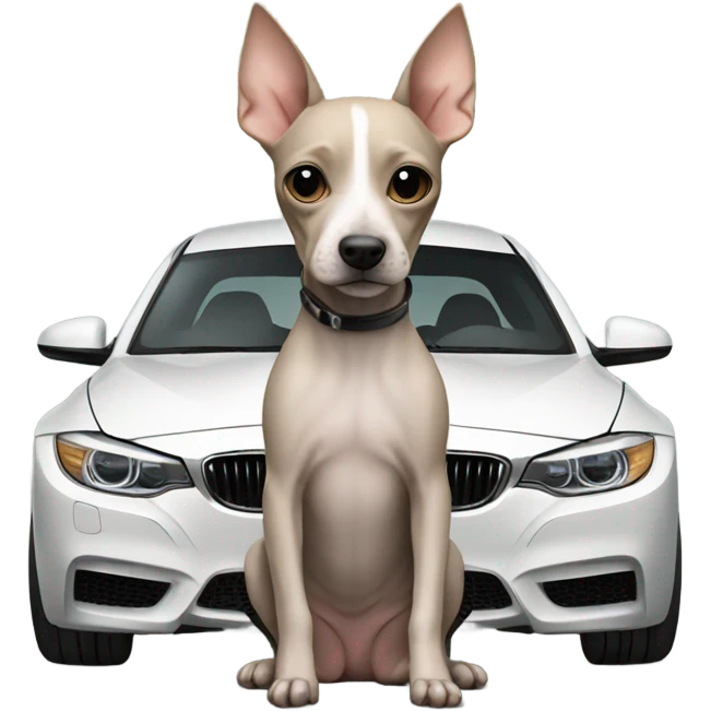 American Hairless Terrier with bmw emoji