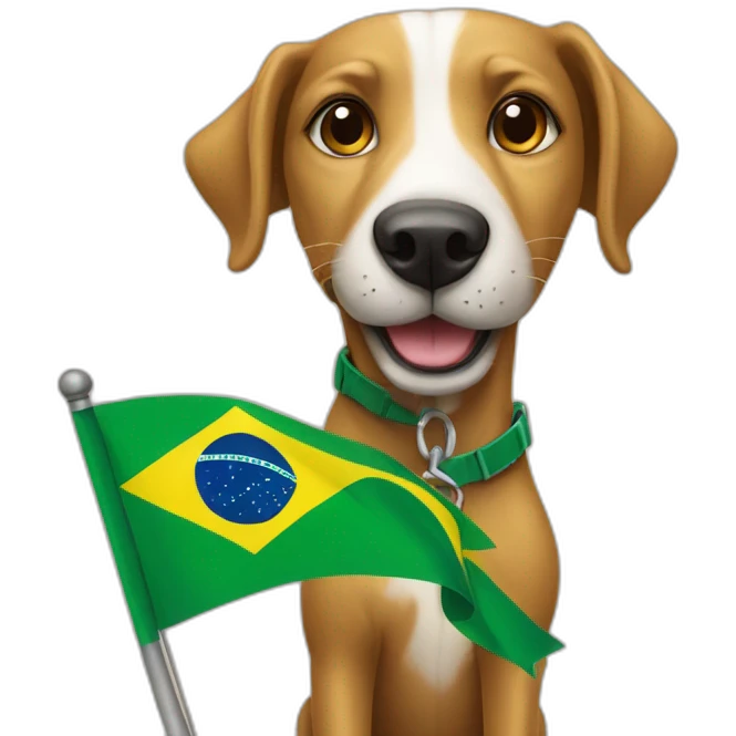 Stray-caramel-dog-holding-brazilian-flag emoji
