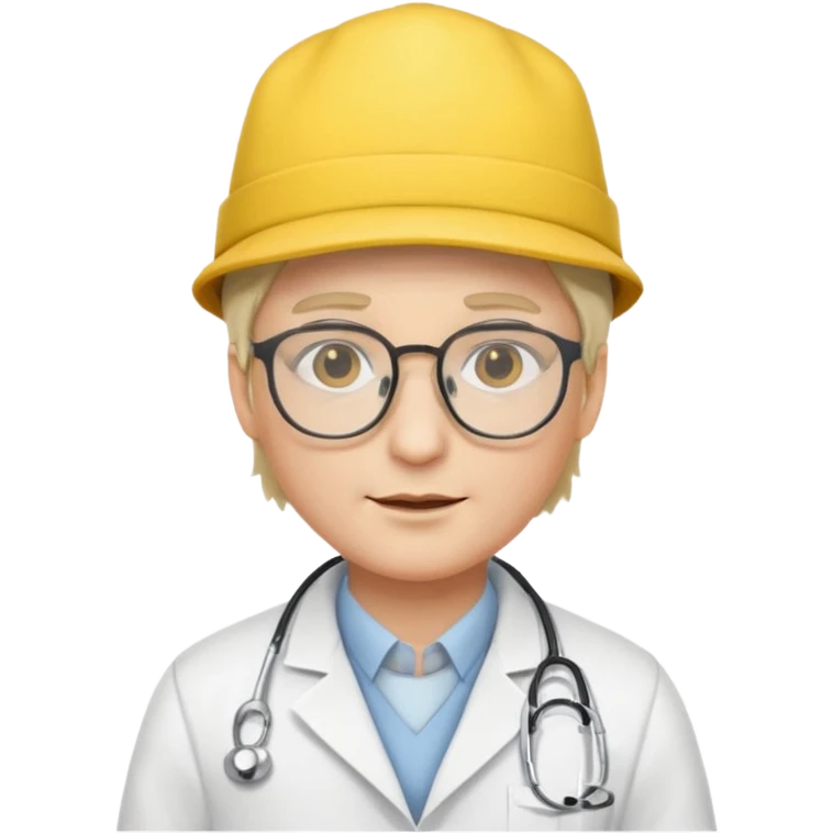 glasses doctor with yellow hat emoji