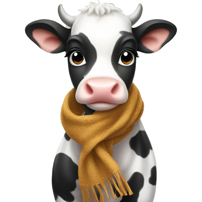 a baby cow with a scarf on emoji