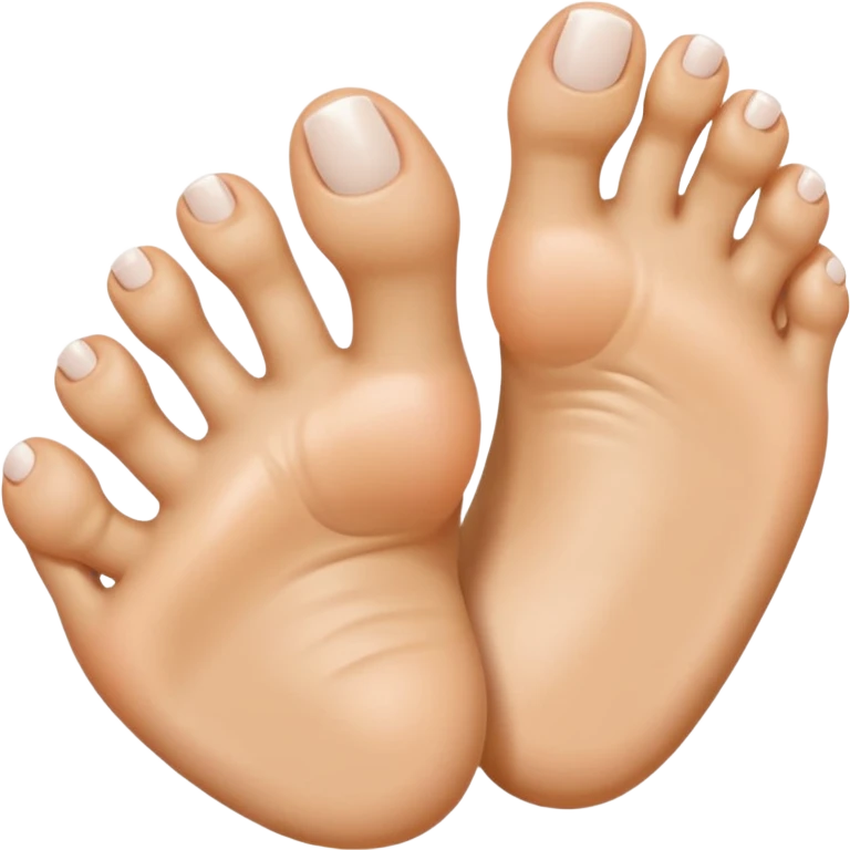 female foot, shiny white toenails, big toe up, other toes scrunched, emoji style emoji