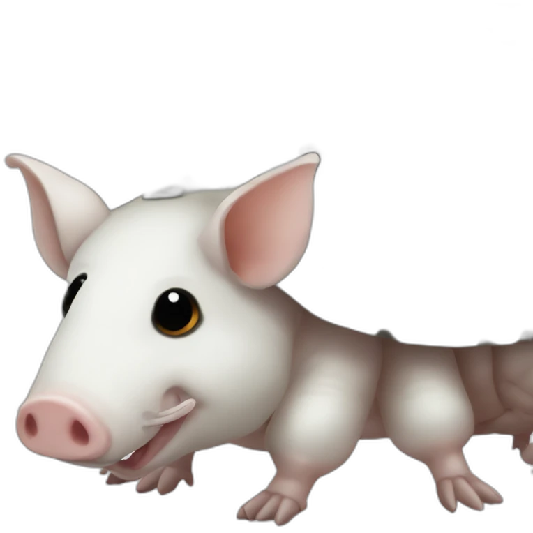 White pig armadillo centipede with black spots emoji