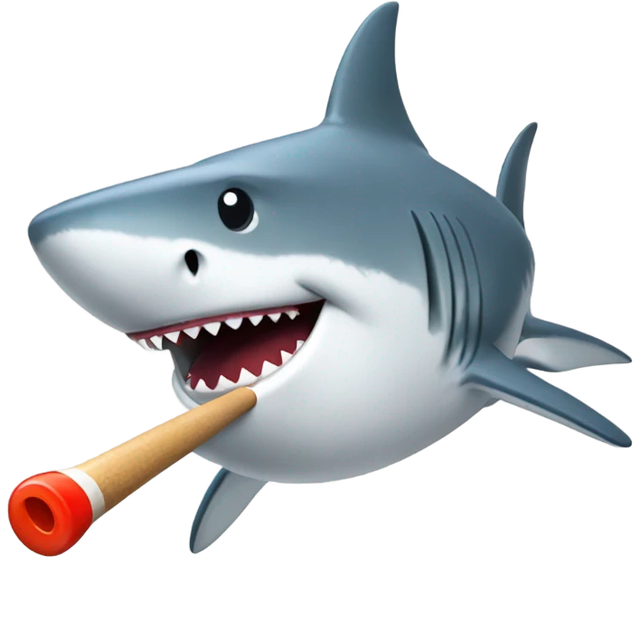 Shark whit pool stick emoji