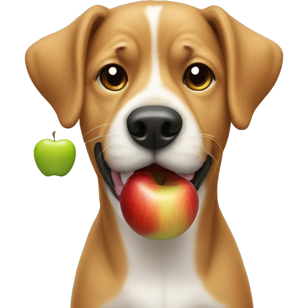 A dog with an apple in its mouth emoji