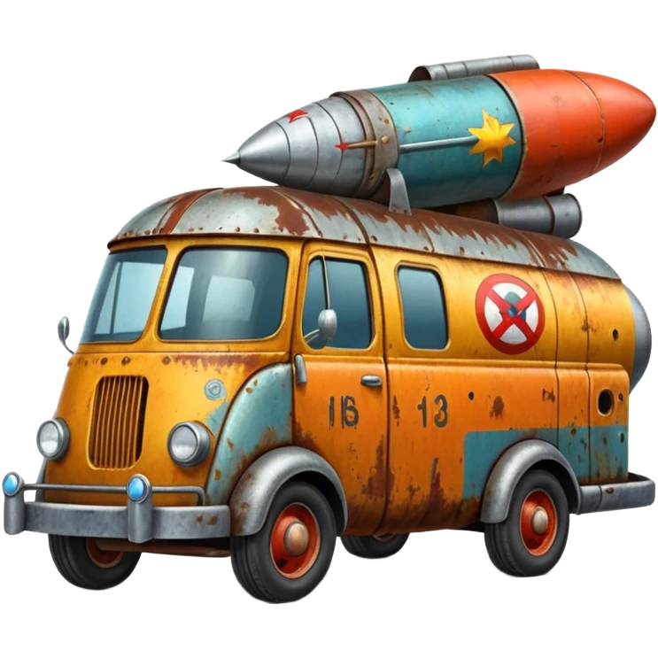 Heroic SuperBug Ron’s exterminator antique rocket assisted moving van  emoji