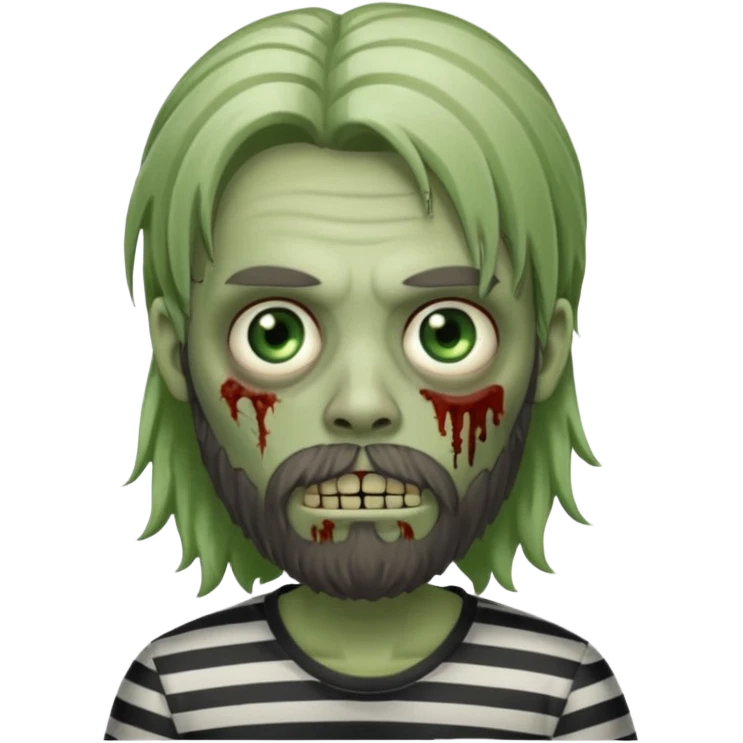 zombie in stripe  men long hair & bearded emoji