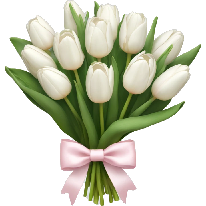 White tulips bouquet with light pink bow  emoji