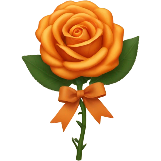 orange rose with dark orange bow emoji