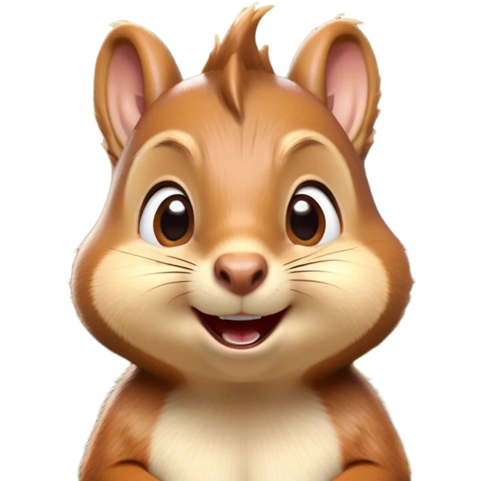 Cinematic Comical Squirrel Portrait Emoji, Head tilted dramatically with an exaggeratedly surprised expression and wide, comical eyes, featuring a petite, sprightly body with a dramatically bushy tail and perky, animated ears, Simplified yet hilariously expressive features, highly detailed, glowing with a slightly sassy woodland glow, high shine, dramatic yet playful, stylized with an air of cheeky forest mischief, soft glowing outline, capturing the essence of a meme-worthy squirrel that looks ready to scamper into viral fame with its playful antics! emoji