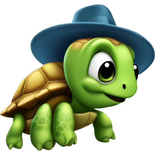 Turtle with hat on tree emoji