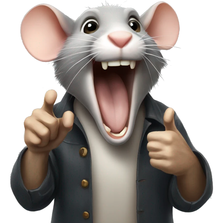 A rat that laugh pointing a finger to the person that read emoji