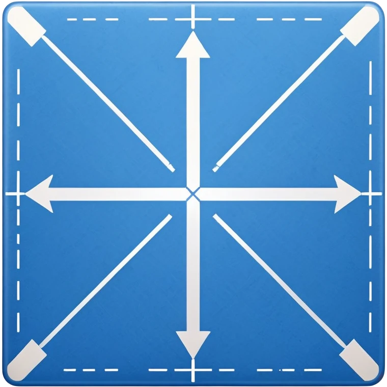 blue blueprint with white lines, an X mark in one corner and a dotted path leading to the mark emoji