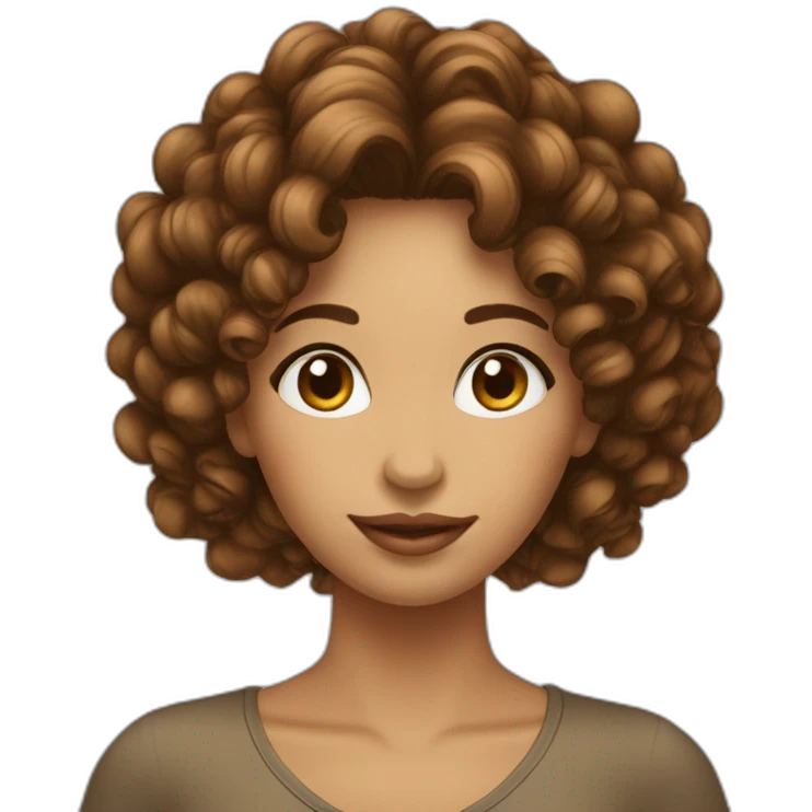 Cheveux marron bouclés femme emoji