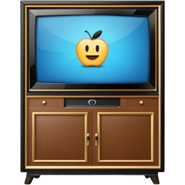 modern tv with news channel on it standing on a super luxurious cupboard emoji