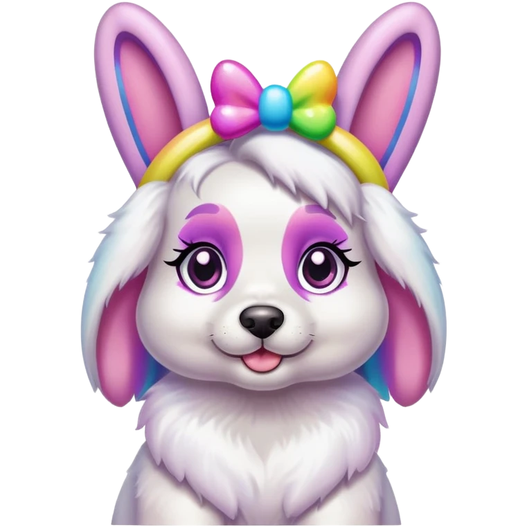 Lisa Frank Easter bunny headband on dog Face emoji