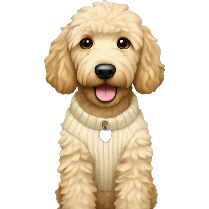 goldendoodle wearing a cream sweater emoji