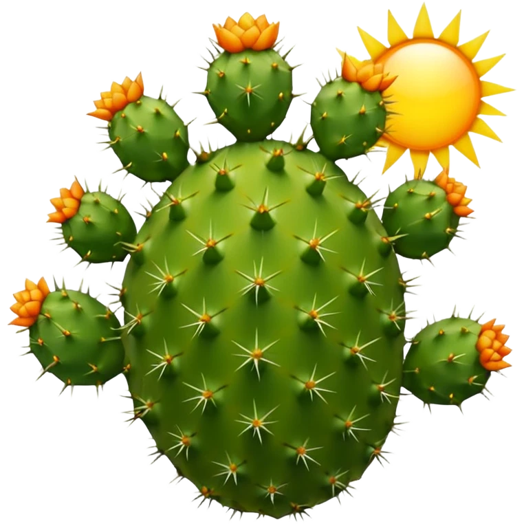 prickly pear cactus with sun in background emoji