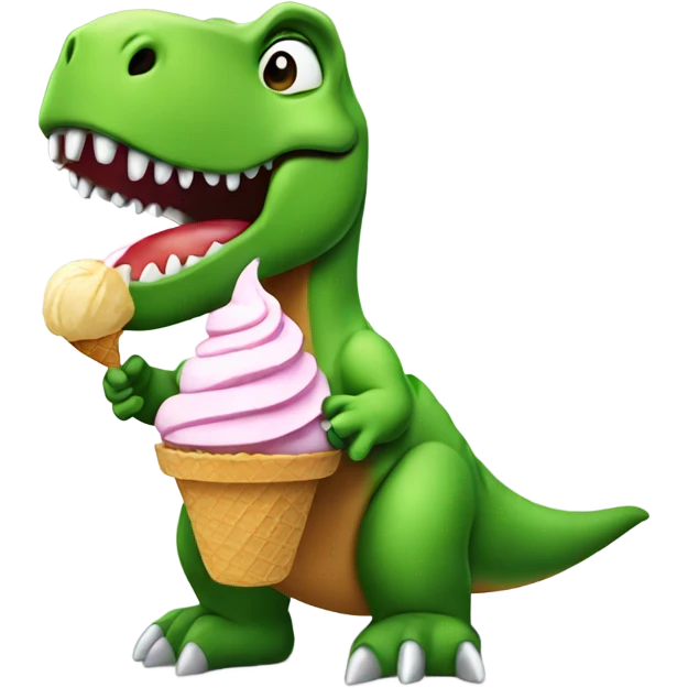 Dinosaur eating a ice cream emoji