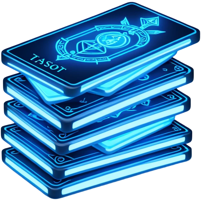 blue neon tarot card stack emoji