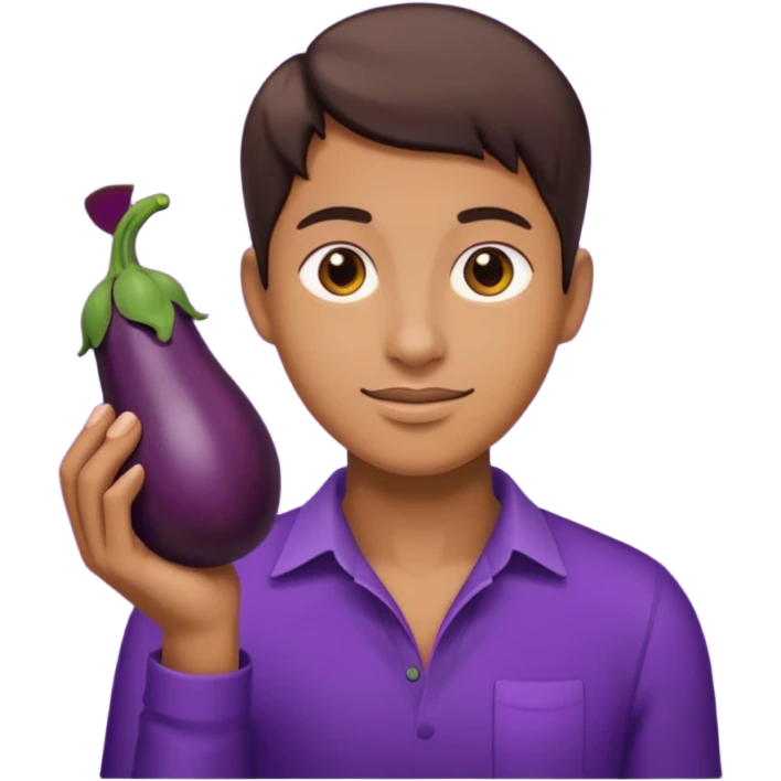 holding brinjal emoji