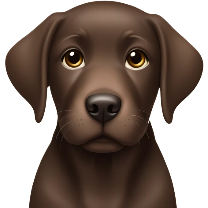 Chocolate labrador cute puppy with small white patch of fur on chest and teal collar emoji