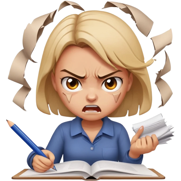 girl ripping up homework angry emoji