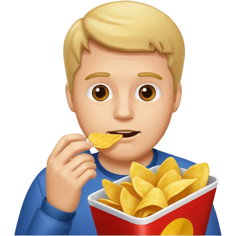 white man eating chips emoji