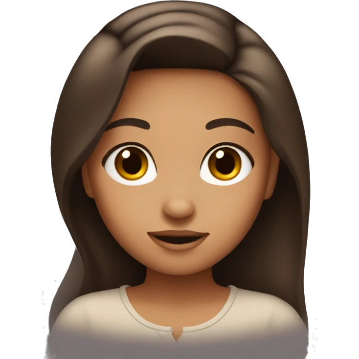 blushing tan girl with dark brown hair  emoji