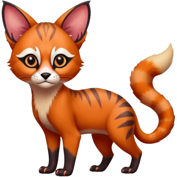 Caracal-Lykoi-Sphynx-Red-Panda-fusion-hybrid-animal-creature, full body emoji