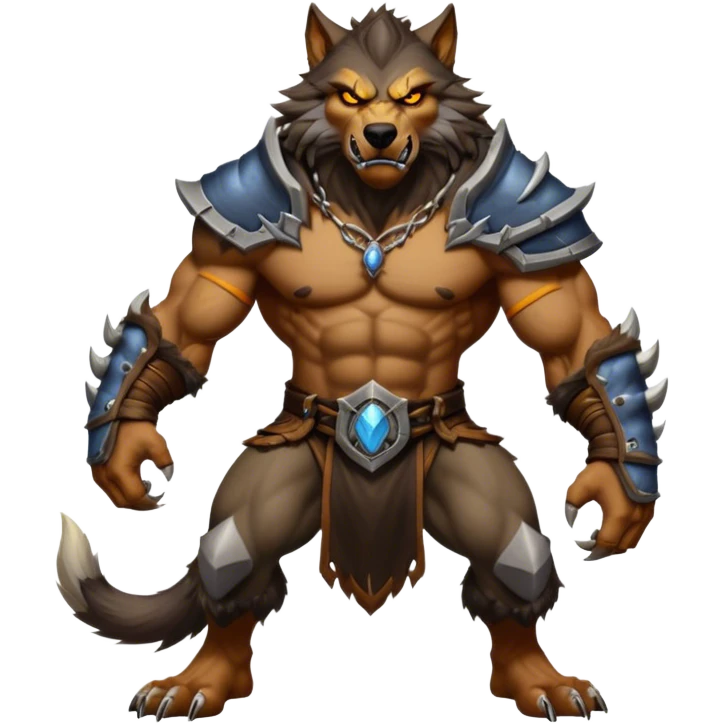 Cinematic Realistic WoW Worgen Portrait, captured in a dynamic, battle-ready stance, muscles rippling beneath his wild fur and tanned skin. His fierce, amber eyes and determined features, set against consistently detailed, worn leather attire, are rendered with dramatic natural lighting and high shine, embodying the raw, relentless fury of a worgen warrior in combat. emoji