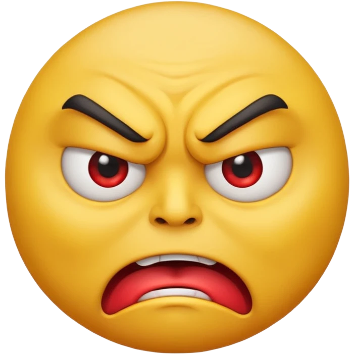 circular character emoticon with an exaggerated angry facial expression emoji
