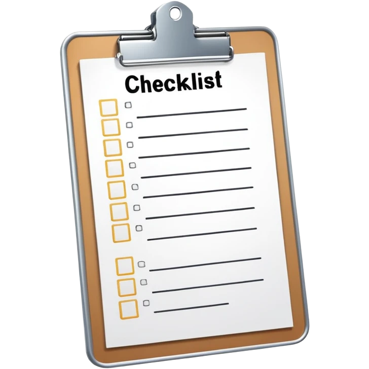 A clipboard with a checklist and metallic clip emoji