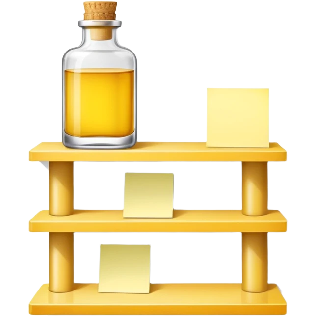 shelf with one serum bottle and a blank sticky note emoji