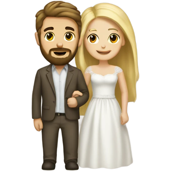 Married blonde girl and brown haired boy with beard emoji