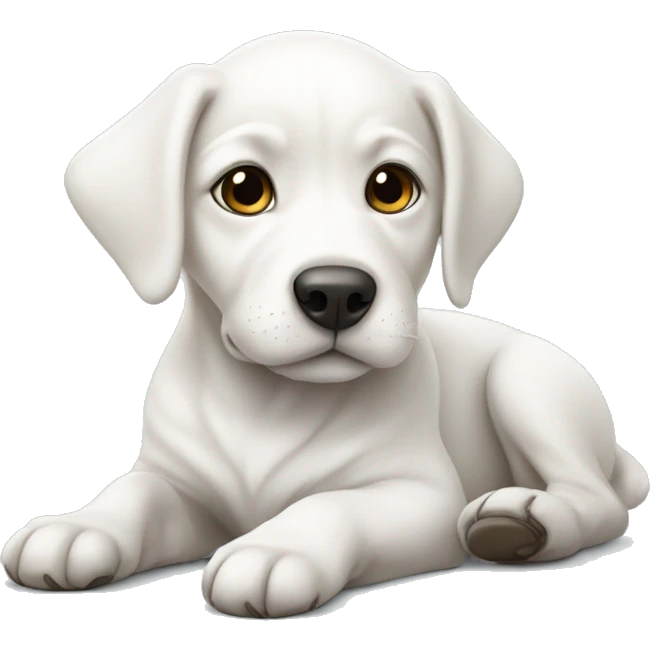 White puppy laying down emoji