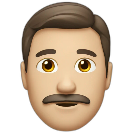 White guy with mustache and straight brown hair emoji