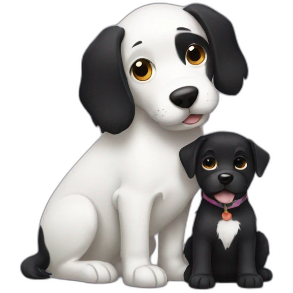 Black dog hugging white dog emoji