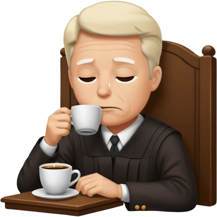 Sleepy judge sipping coffee  emoji