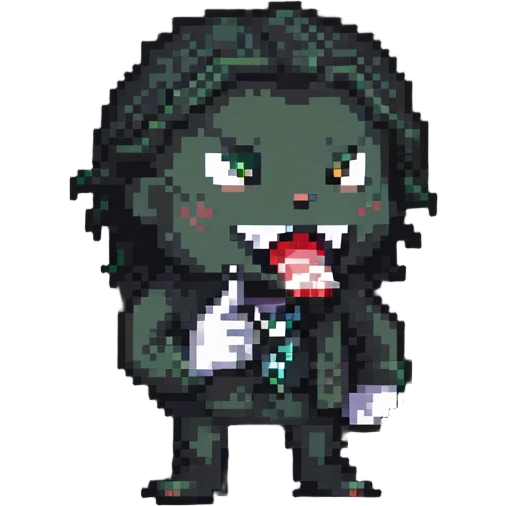 sneaky character biting a finger, mischievous expression emoji