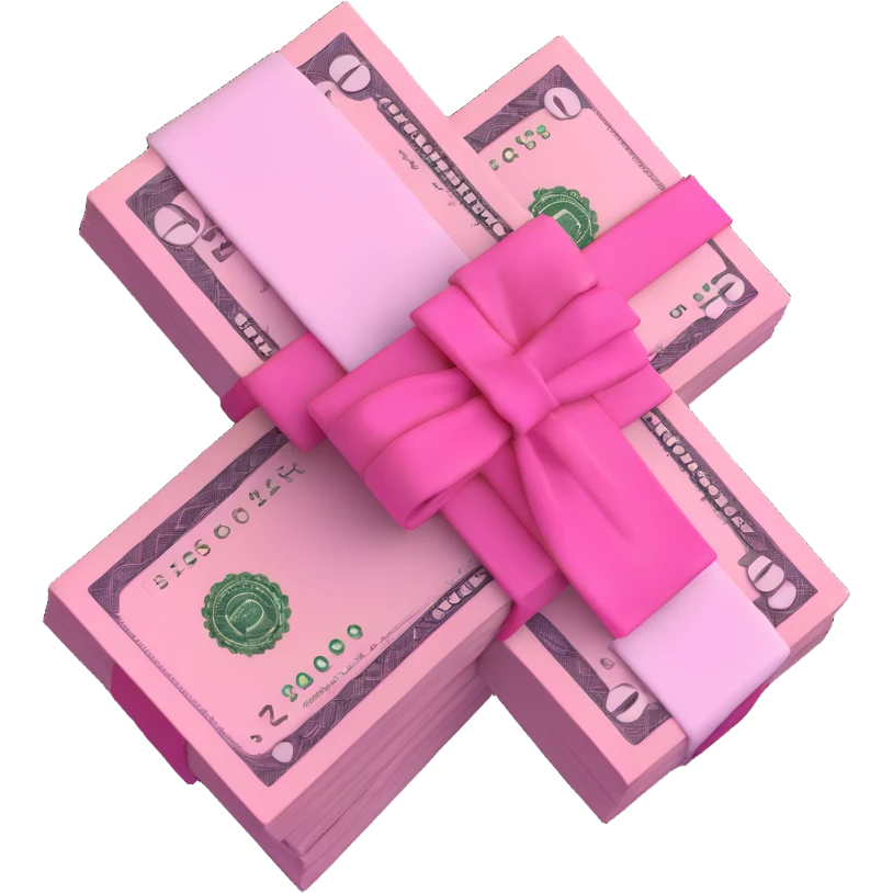 pink bundle of cash emoji