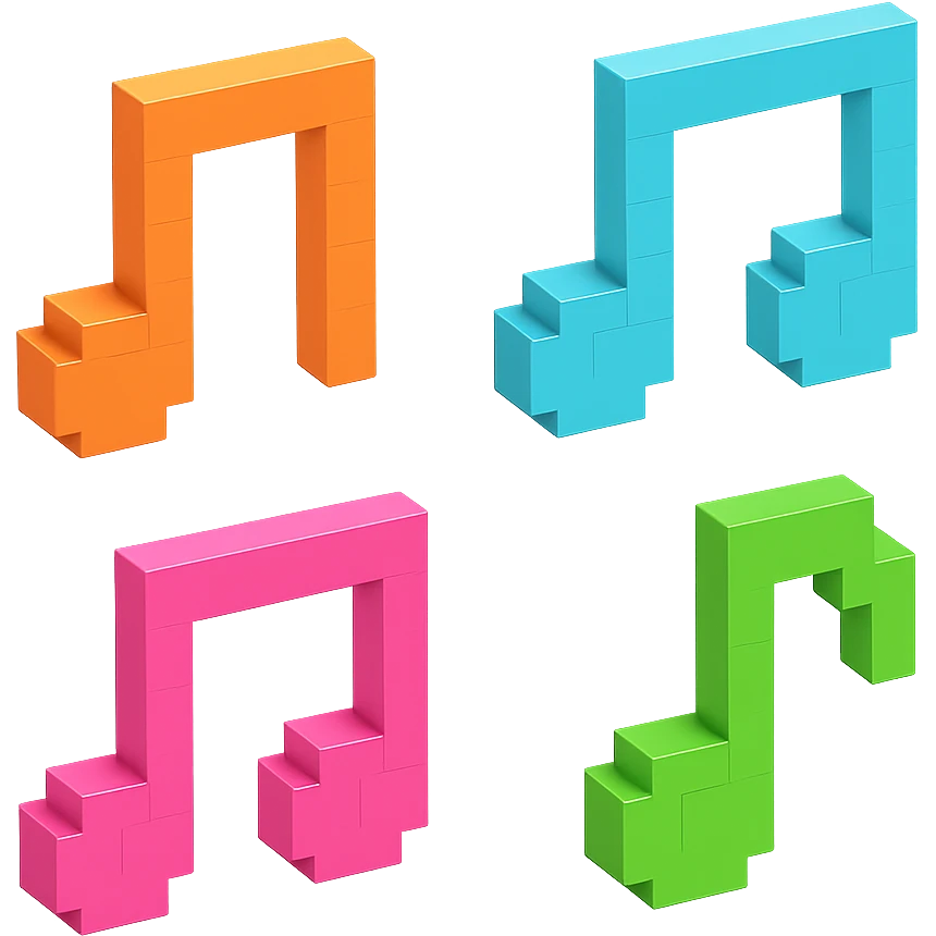 simple and clear voxel-style musical notes emoji