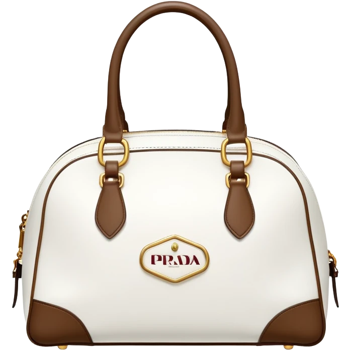 Classic style white Prada bowling bag with Prada logo  emoji