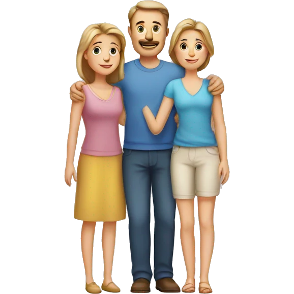 European Family with mum and dad and daughter emoji