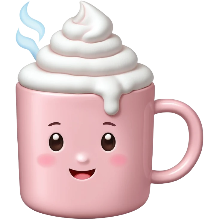 Light Pink mug of hot chocolate with marshmallows emoji