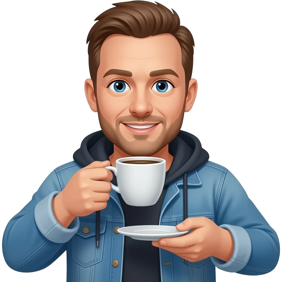 wjxt's david girvan drinking a cup of coffee emoji