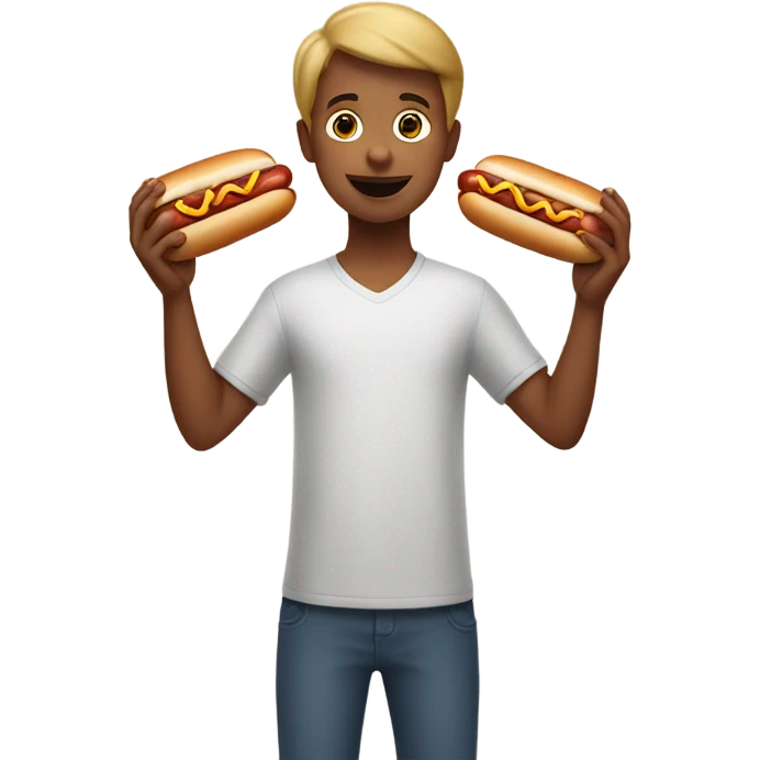 arms raised boy with two hot dogs emoji