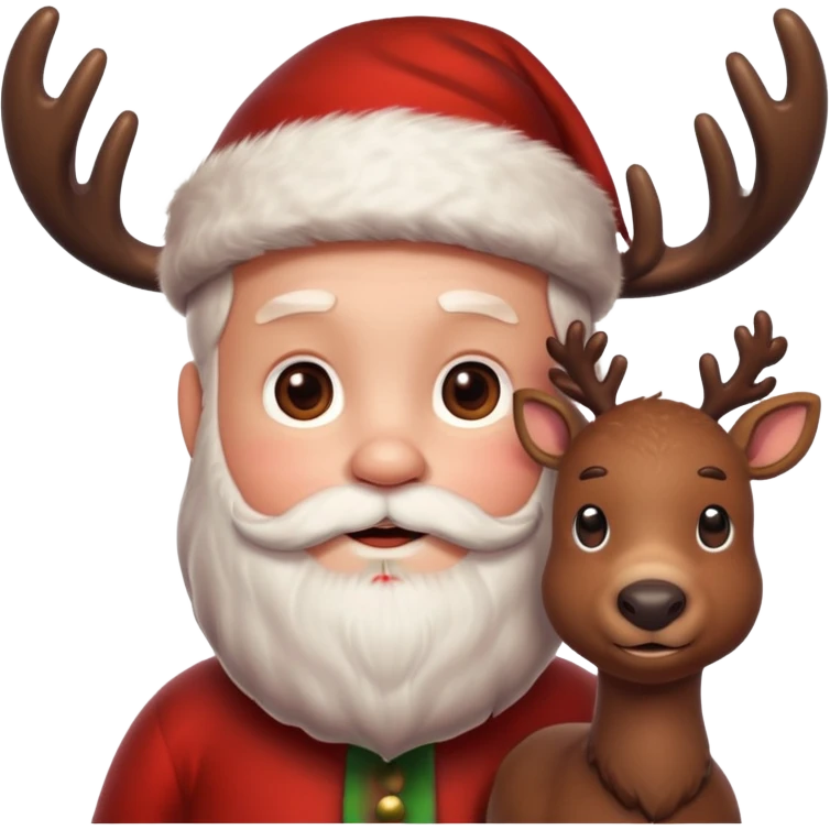 cute reindeer with santa emoji