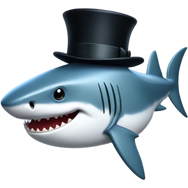 Shark with a top hat emoji