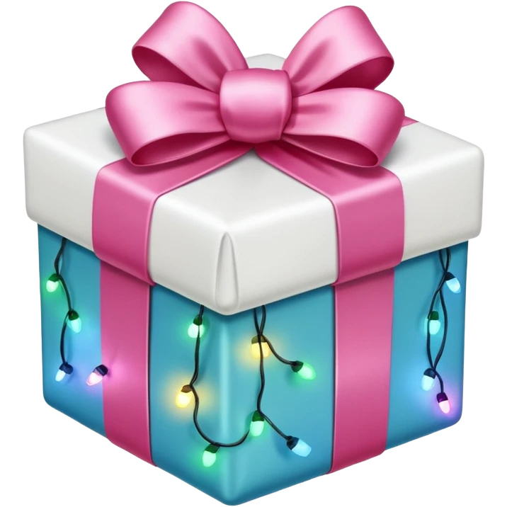 white and pink christmas present with Christmas lights emoji