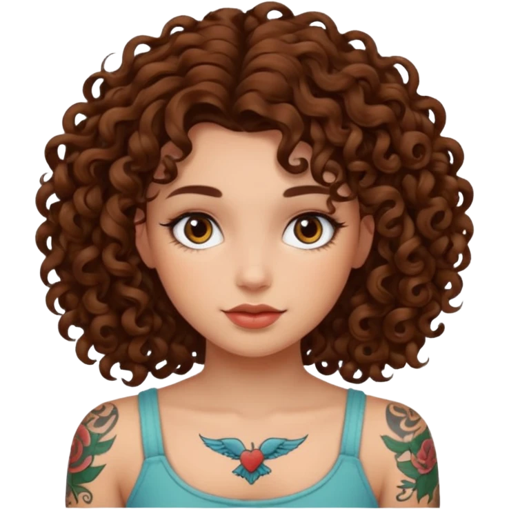 curley hair tattoo girl emoji